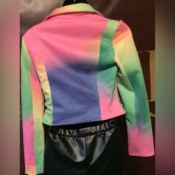 Love Highlight Women's Splash of Color Long Sleeves Painted Biker Jacket - Picture 8 of 11